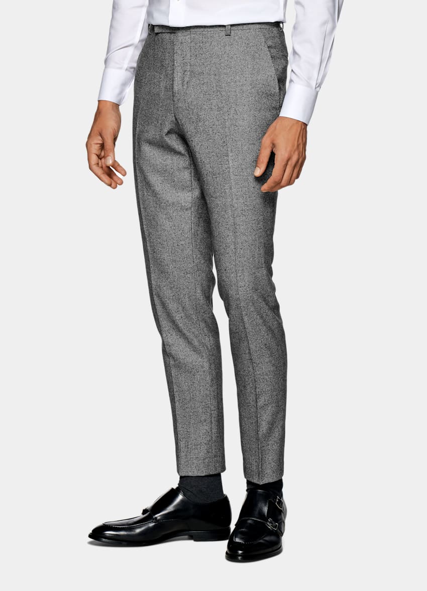 Mid Grey Houndstooth Washington Suit | Pure Wool Flannel S120's Three ...
