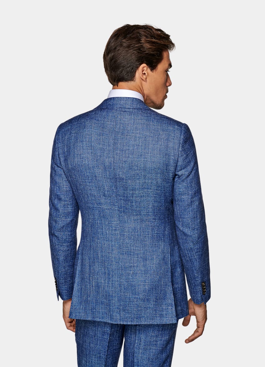 SUITSUPPLY Wool Silk Linen by E.Thomas, Italy Mid Blue Lazio Suit