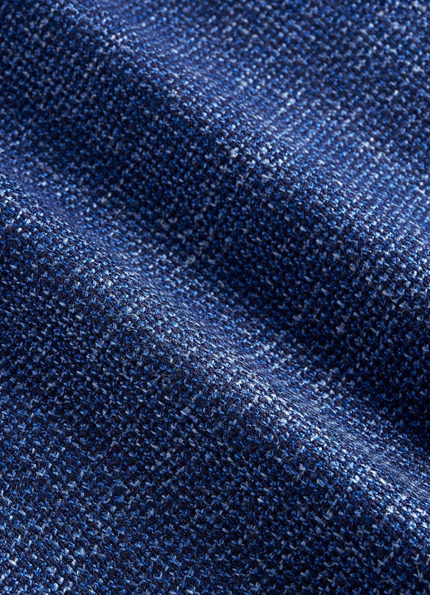 SUITSUPPLY 意大利 E.Thomas 生产的羊毛、丝绸、亚麻面料 Lazio 中蓝色西装