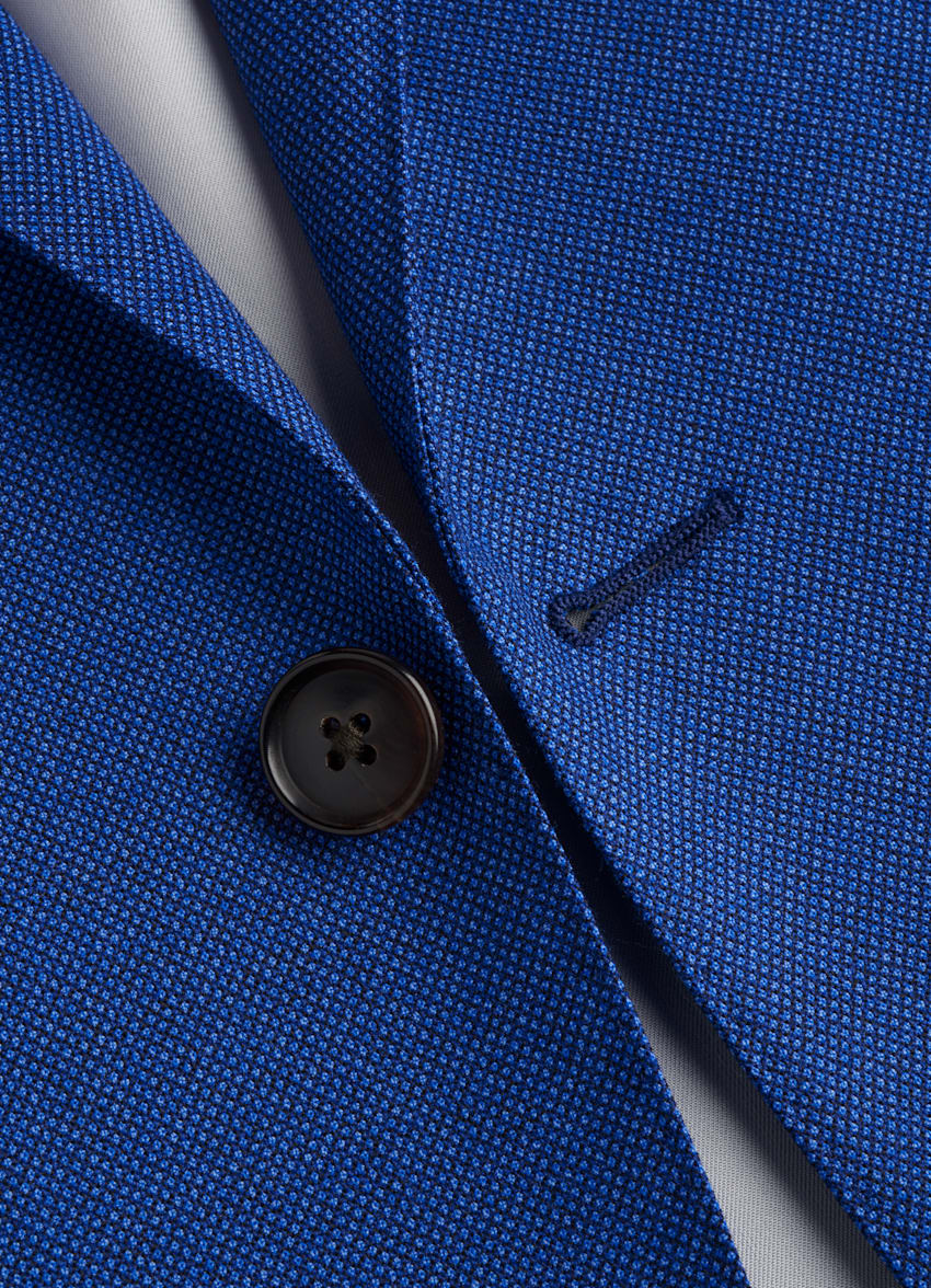 Mid Blue Bird's Eye Lazio Suit | Pure Wool S160's Single ...
