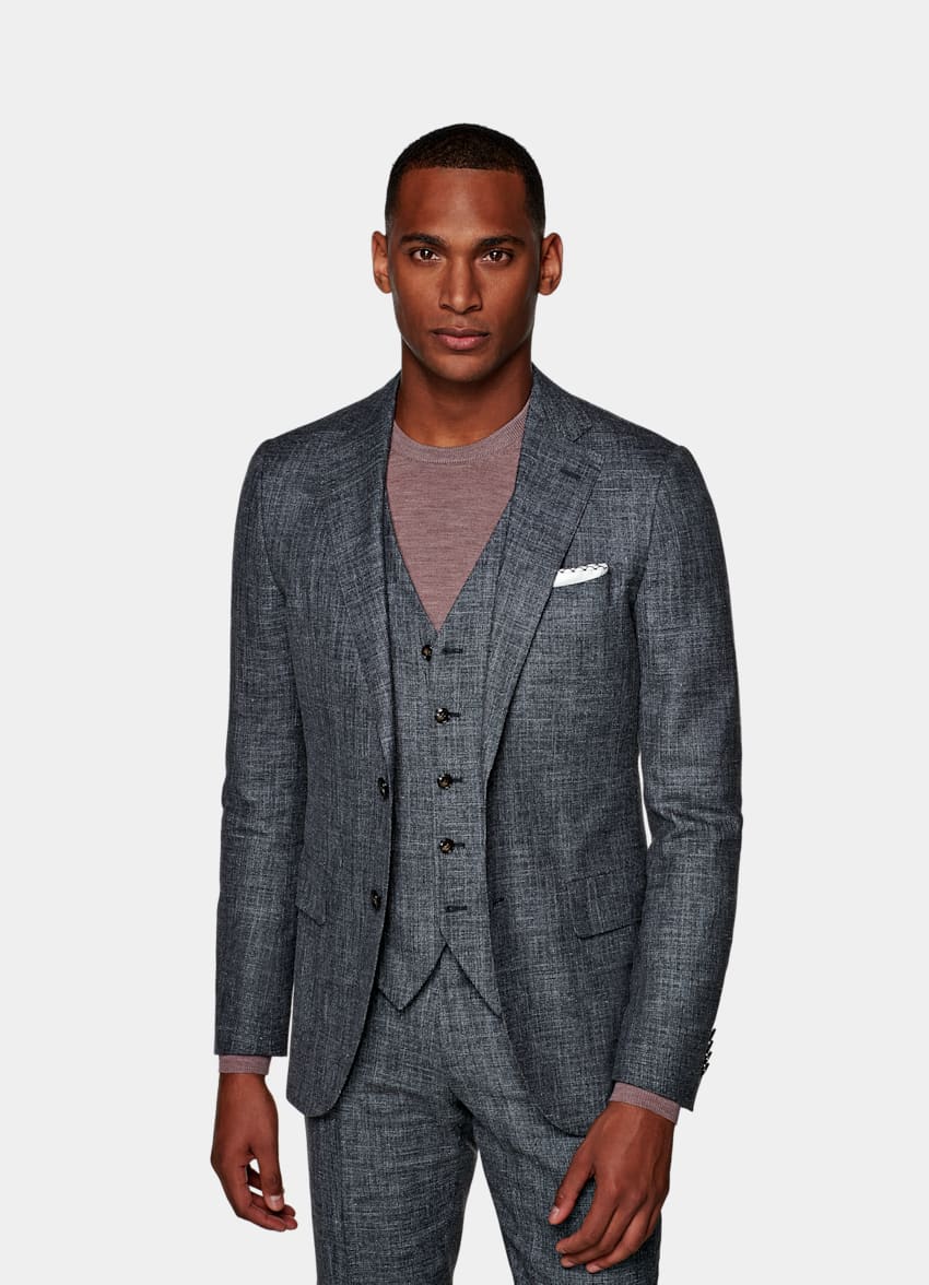 Mid Grey Lazio Suit | Wool Silk Linen Three Piece | Suitsupply Online Store