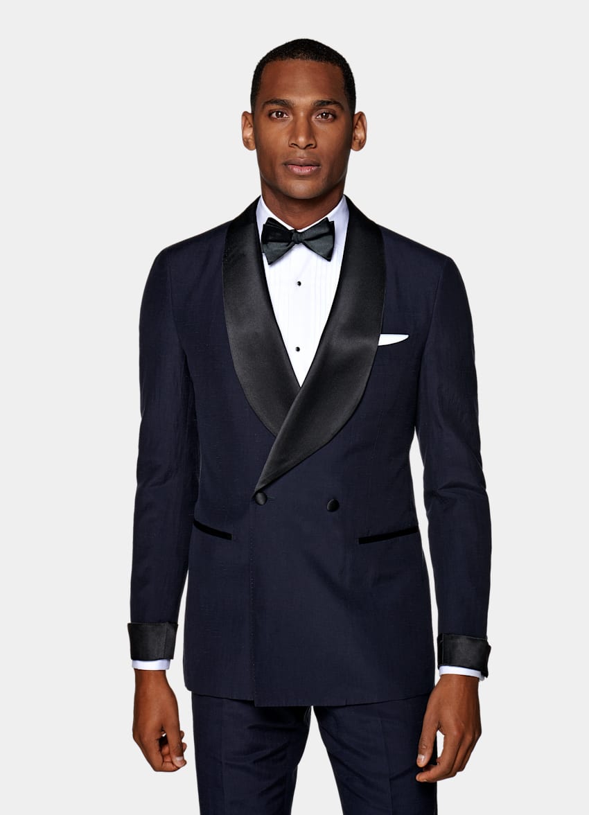 Navy Washington Tuxedo Suit | Linen Silk Double Breasted | Suitsupply ...