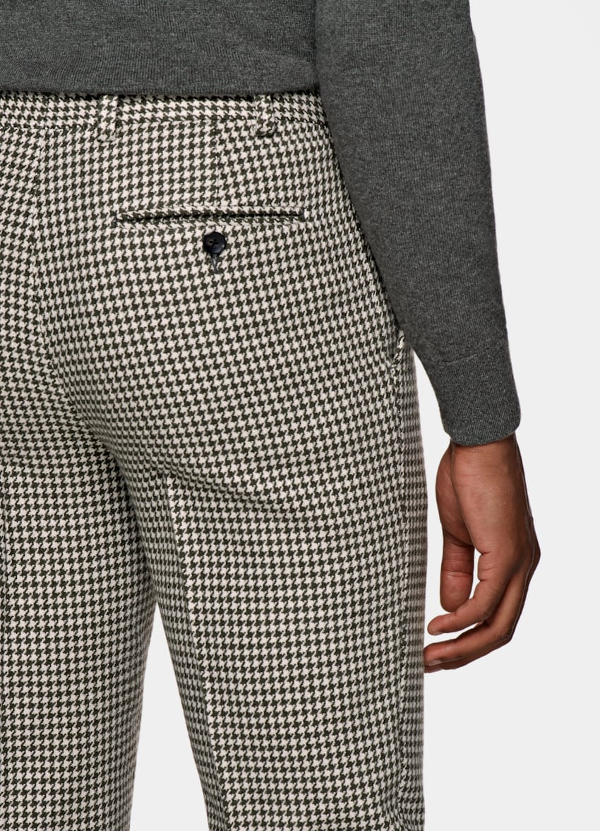 Mid Green Houndstooth Havana Suit | Wool Cashmere Single Breasted ...