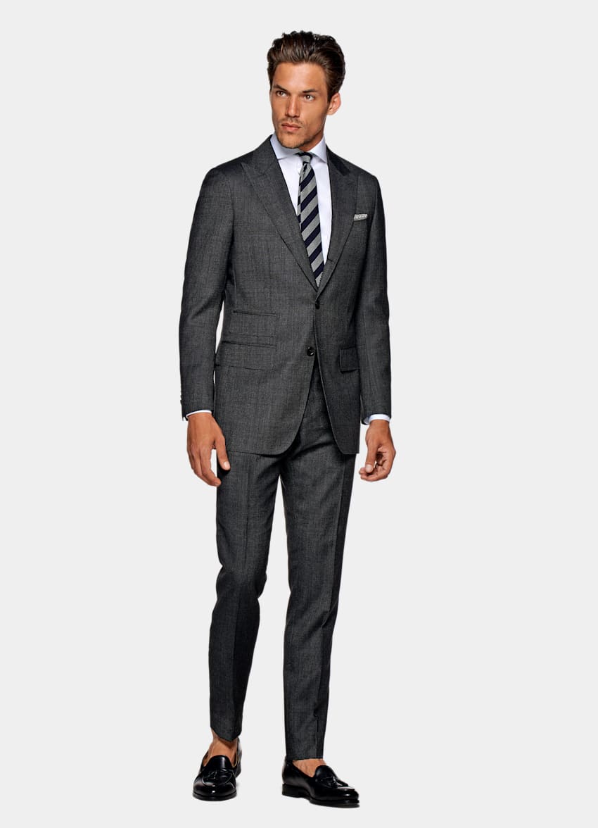 SUITSUPPLY Pure S110's Wool by Vitale Barberis Canonico, Italy Dark Grey Washington Suit