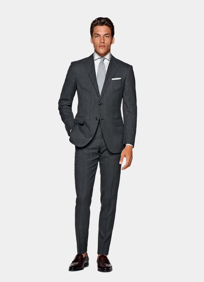 SUITSUPPLY Pure S110's Wool by Reda, Italy Mid Grey Perennial Napoli Suit