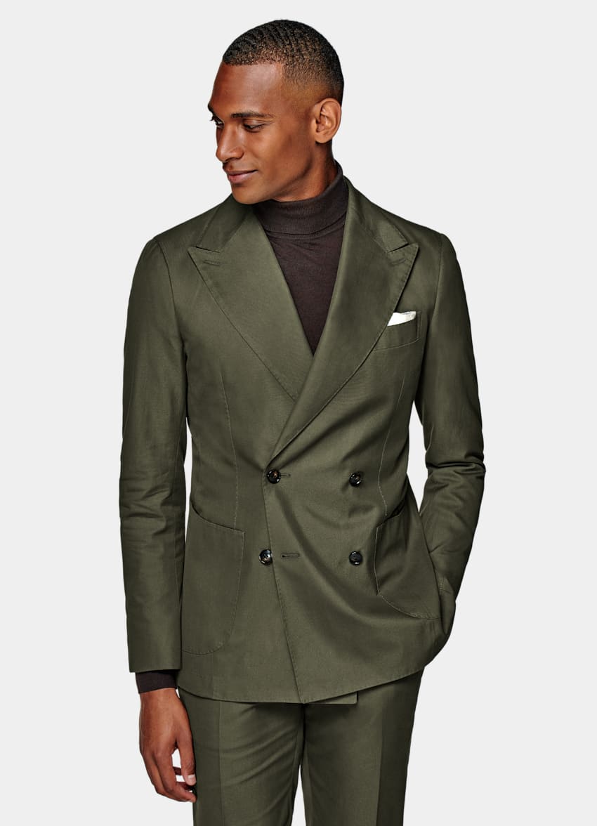 greenhouse eel result Mid Green Havana Suit | Pure Cotton Double Breasted | SUITSUPPLY US