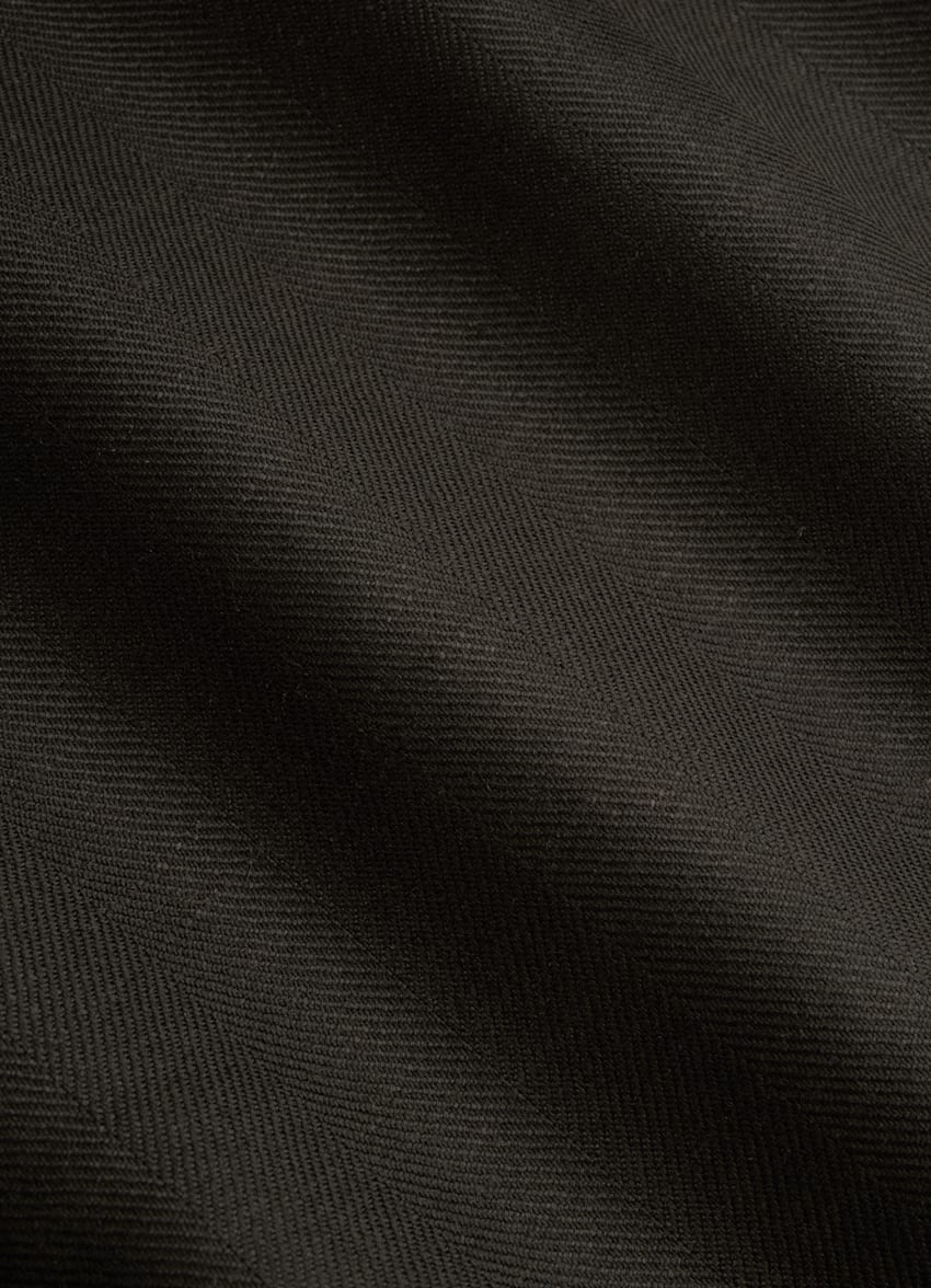 SUITSUPPLY Ull, silke och linne från Rogna, Italien Havana mörkbrun fiskbensmönstrad kostym med tailored fit