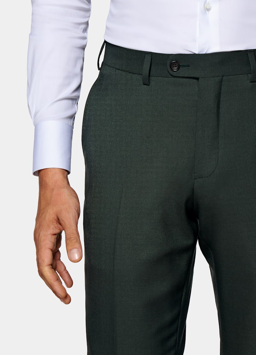 Soho Stretch Slim Suit Pants in Green  Hallensteins NZ