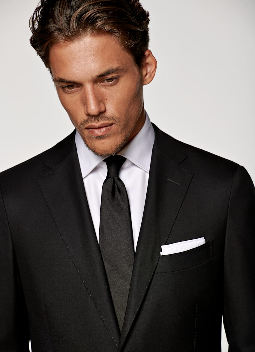 SUITSUPPLY Pure Wool by Vitale Barberis Canonico, Italy Black Tailored Fit Sienna Suit