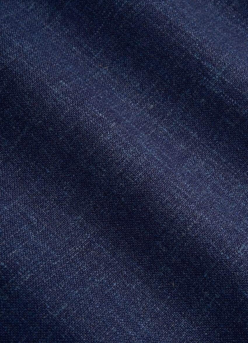SUITSUPPLY Lana, seda y lino de E.Thomas, Italia Traje Havana azul intermedio corte Tailored