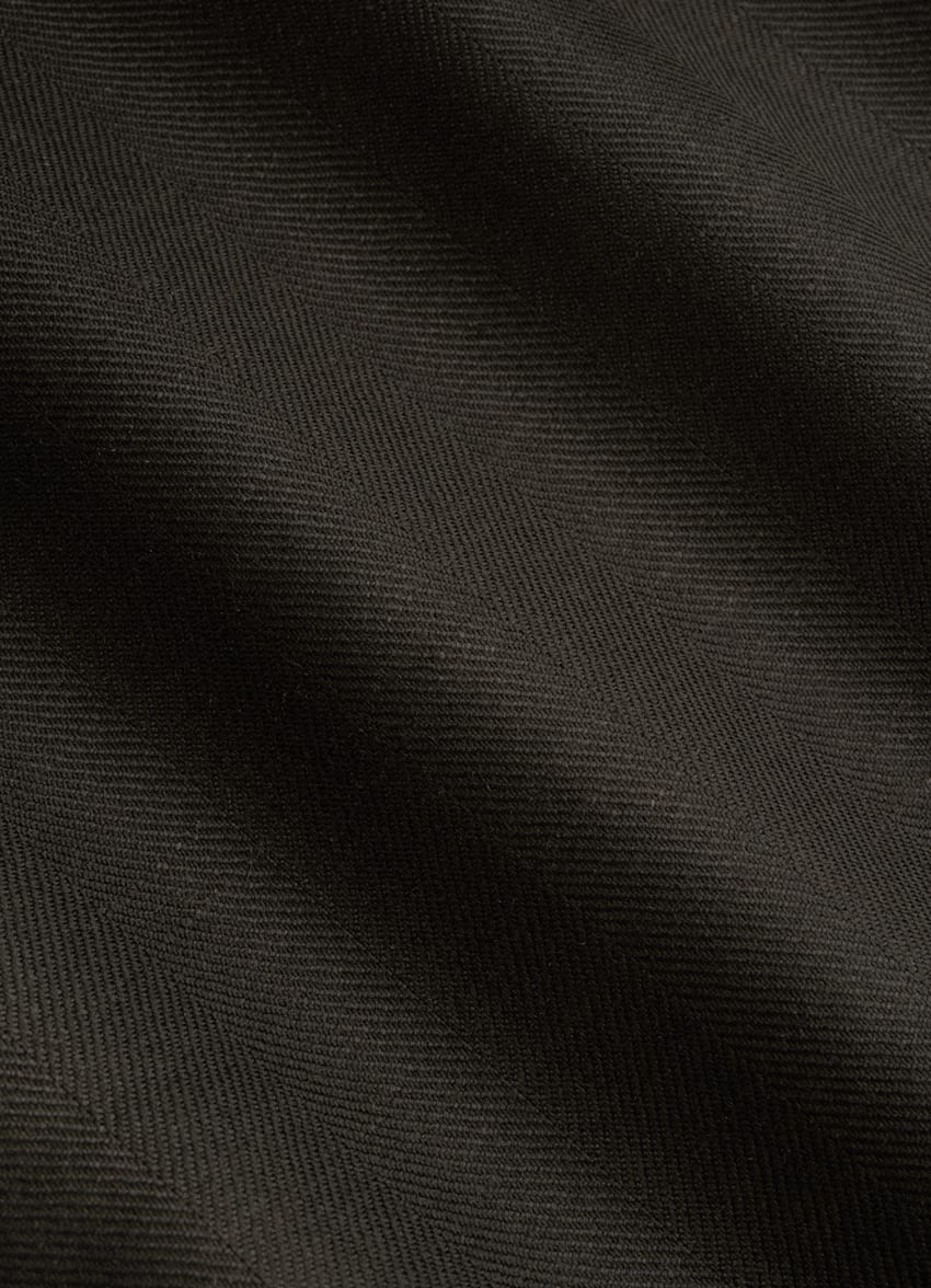 SUITSUPPLY Summer Wool Silk Linen by Rogna, Italy Dark Brown Herringbone Tailored Fit Havana Suit