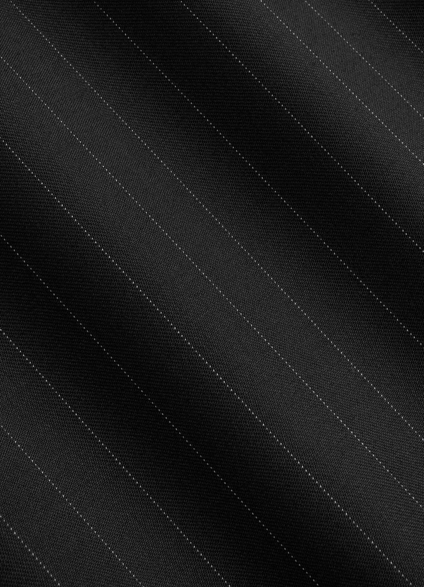 SUITSUPPLY All Season Pure S130's Wool by Drago, Italy Black Striped Tailored Fit Milano Suit