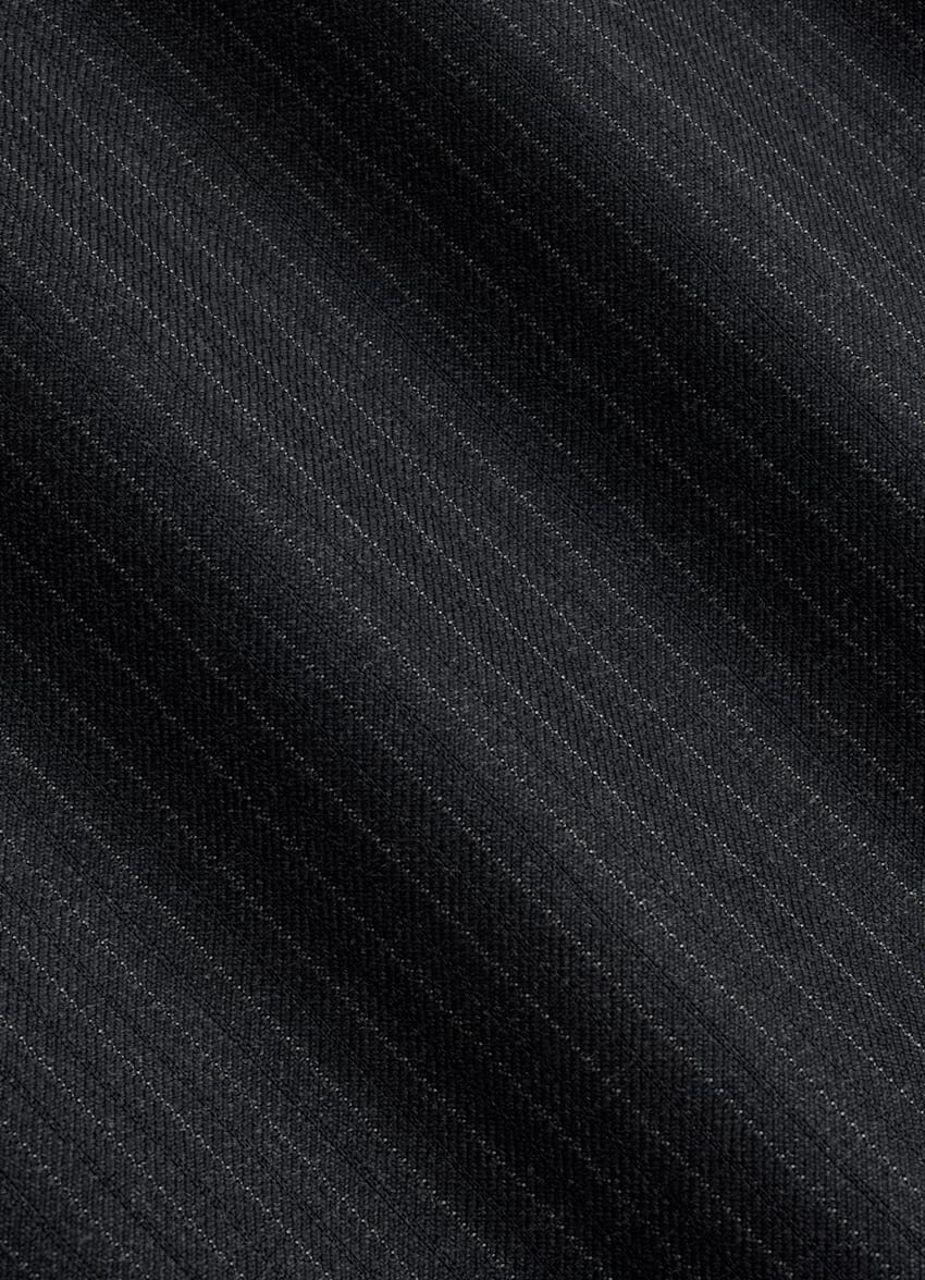 SUITSUPPLY All Season Pure Wool by Delfino, Italy Dark Grey Striped Tailored Fit Milano Suit