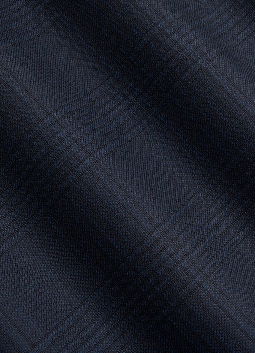 SUITSUPPLY All Season Lana de 4 cabos sin arrugas de Lanificio Ermenegildo Zegna, Italia Traje Havana azul marino a cuadros corte Tailored