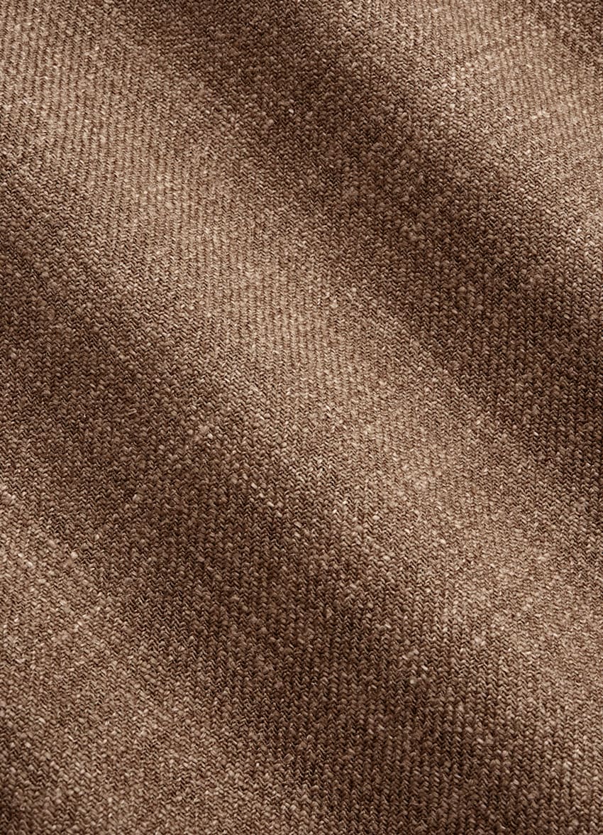 SUITSUPPLY Summer Wool Silk Linen by E.Thomas, Italy Mid Brown Tailored Fit Havana Suit