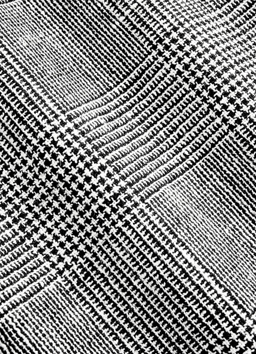 SUITSUPPLY Summer Linen Polyamide by Ferla, Italy Black Checked Tailored Fit Havana Suit