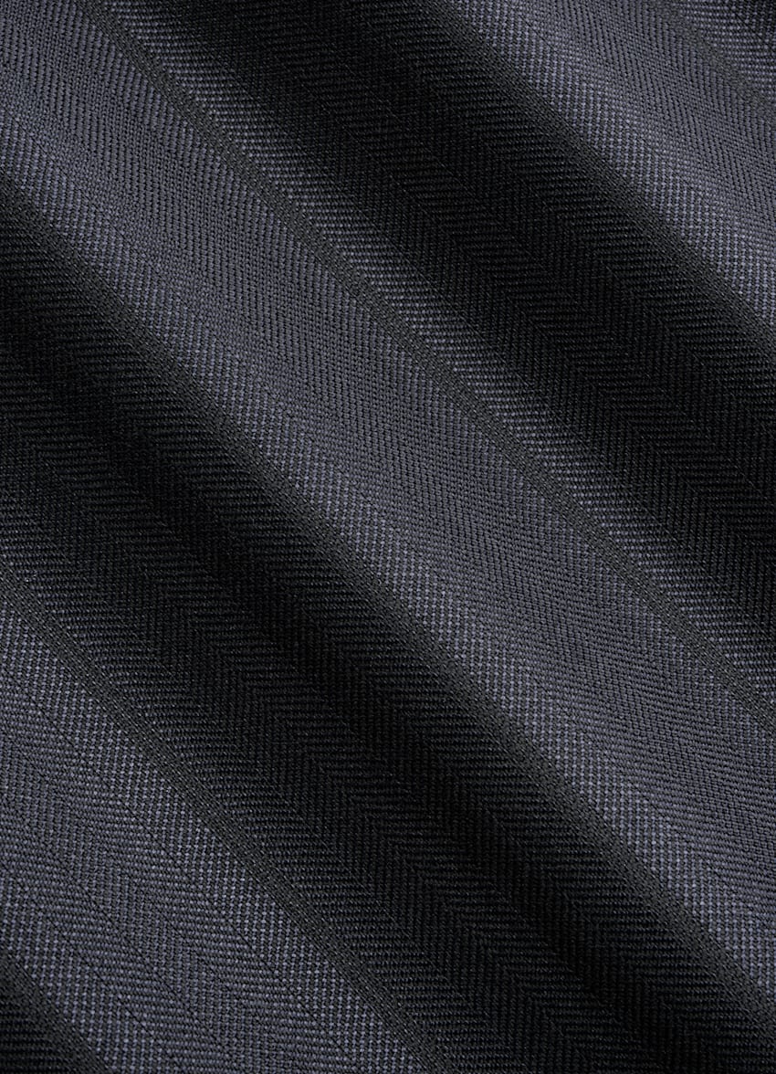 SUITSUPPLY All Season Wool Silk by Rogna, Italy Navy Herringbone Relaxed Fit Brera Suit