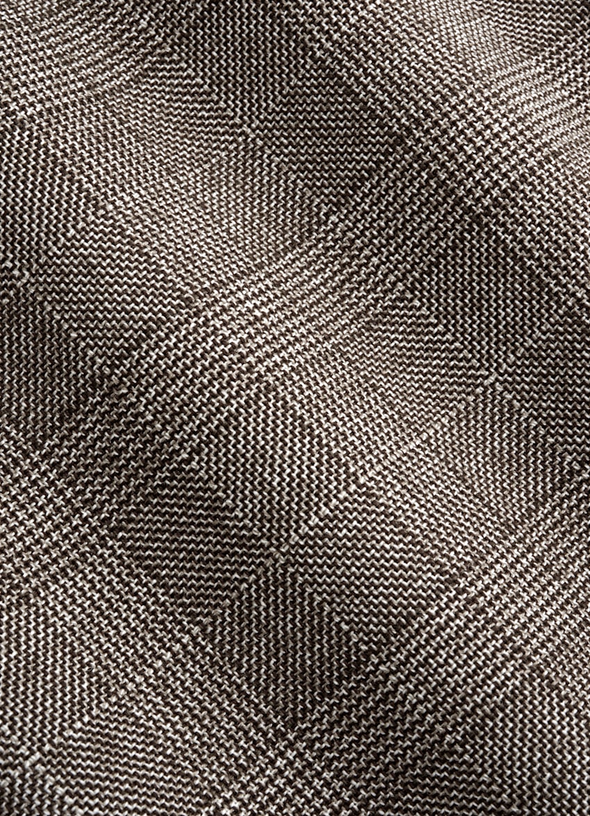 SUITSUPPLY All Season Pure Wool by Opera Piemontese, Italy Dark Brown Checked Relaxed Fit Roma Suit