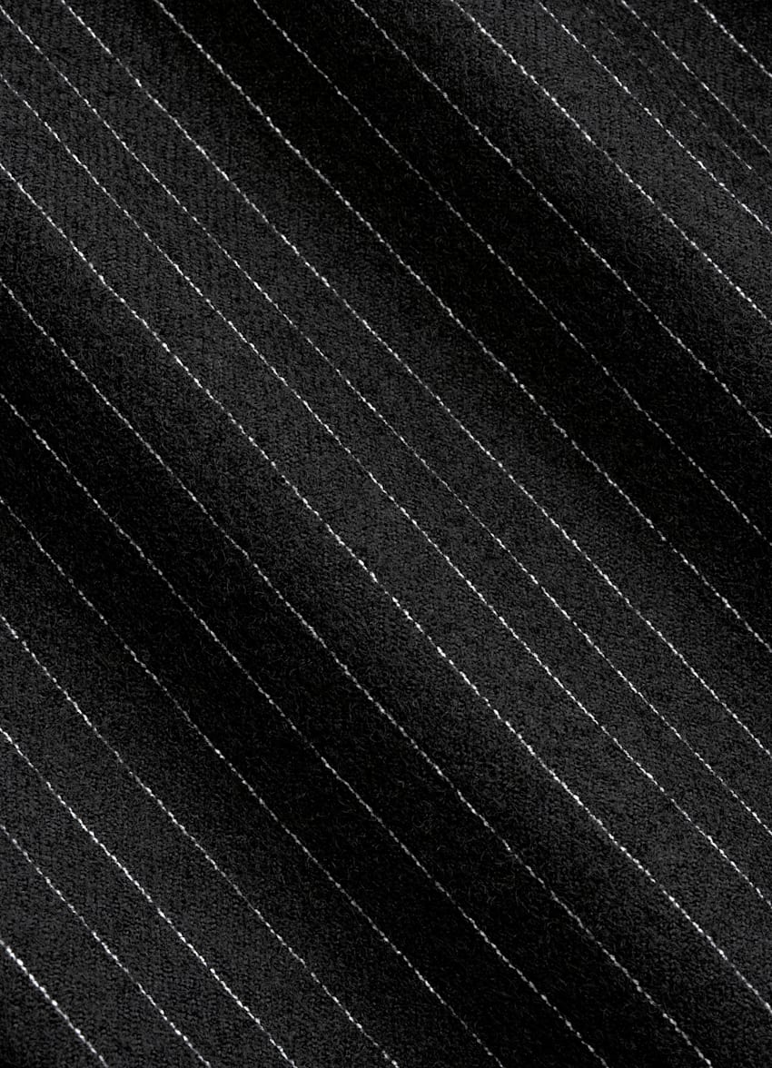 SUITSUPPLY Winter Pure Wool by Savile Clifford, United Kingdom Black Striped Tailored Fit Milano Suit