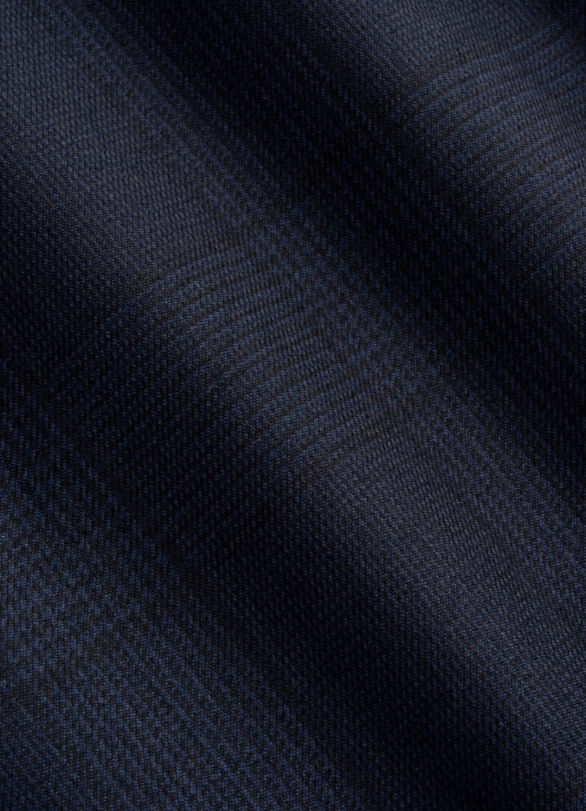 SUITSUPPLY All Season Wrinkle-Free Wool by Lanificio Ermenegildo Zegna, Italy Navy Checked Tailored Fit Havana Suit