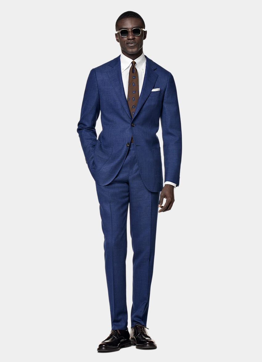 SUITSUPPLY Stretch Wool by Reda, Italy Mid Blue Perennial Havana Suit