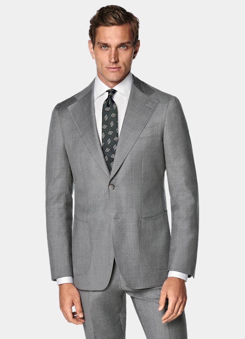 SUITSUPPLY All Season Pure S130's Wool by Vitale Barberis Canonico, Italy Mid Grey Perennial Tailored Fit Havana Suit