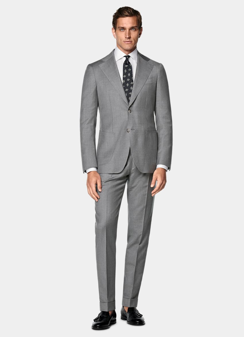 SUITSUPPLY All Season Pure S130's Wool by Vitale Barberis Canonico, Italy Mid Grey Perennial Tailored Fit Havana Suit
