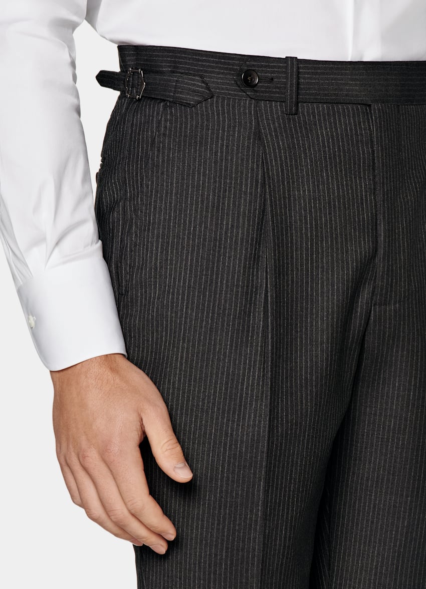 SUITSUPPLY Pure S130's Wool by Vitale Barberis Canonico, Italy Dark Grey Striped Havana Suit