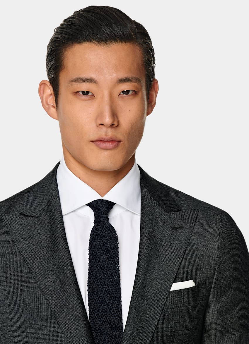 SUITSUPPLY Pure S110's Wool by Vitale Barberis Canonico, Italy Dark Grey Checked Havana Suit