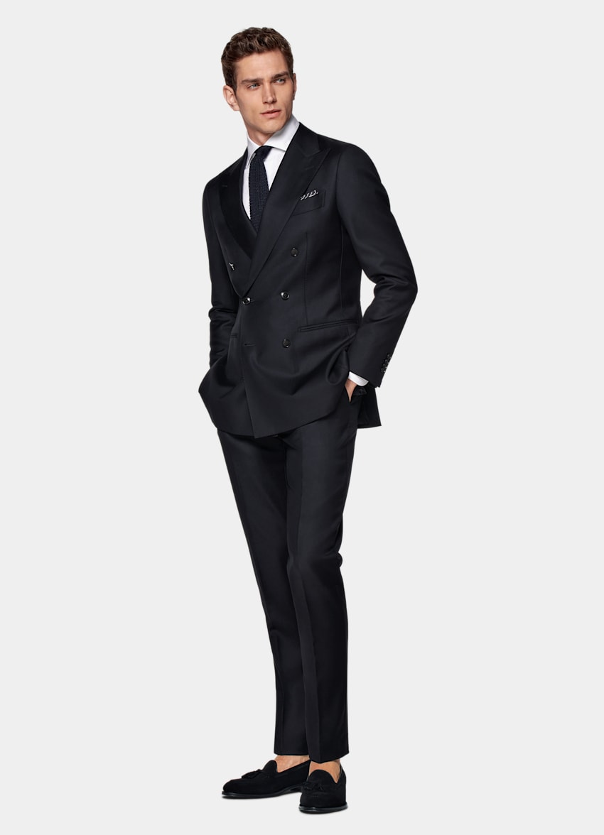 SUITSUPPLY Pure S110's Wool by Vitale Barberis Canonico, Italy Navy Tailored Fit Havana Suit
