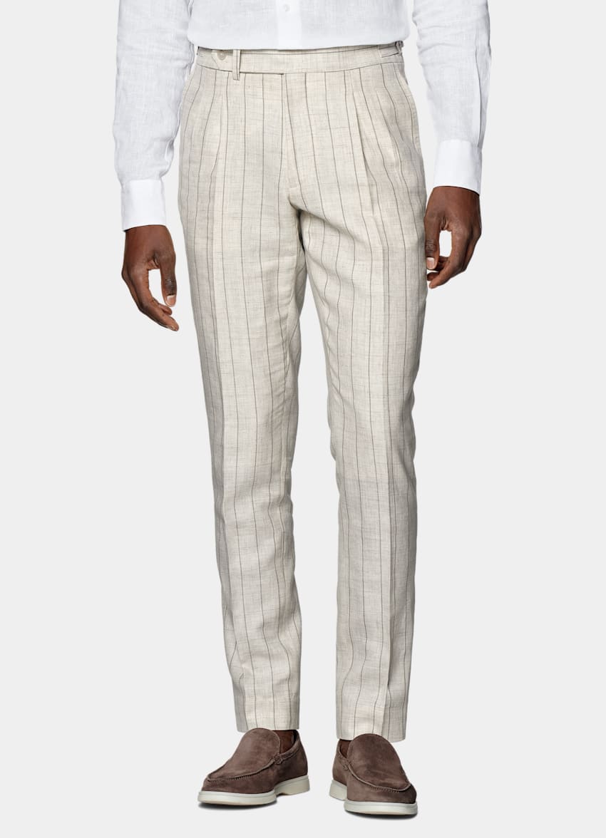 Sand Striped Havana Suit in Linen Wool | SUITSUPPLY US