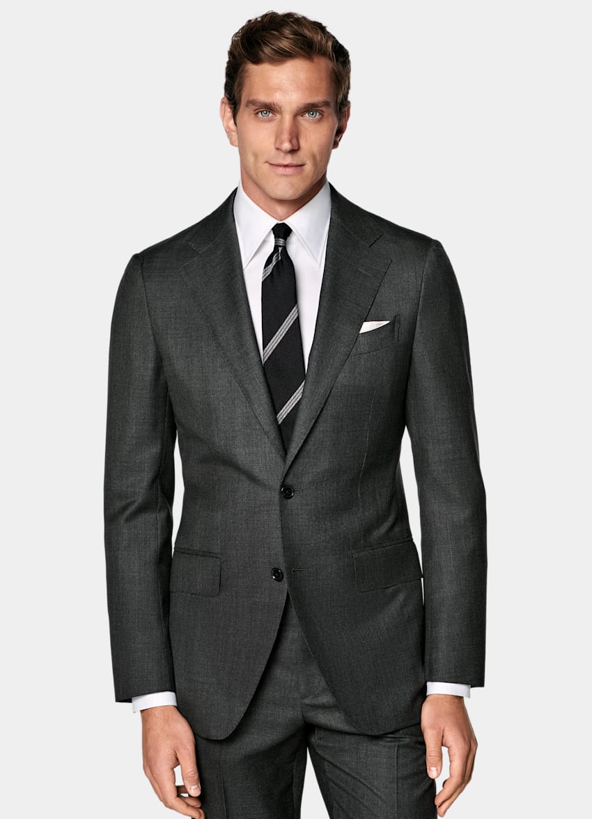 SUITSUPPLY All season Pure laine S150 par E.Thomas, Italie Costume Milano coupe Tailored gris fonc&eacute;