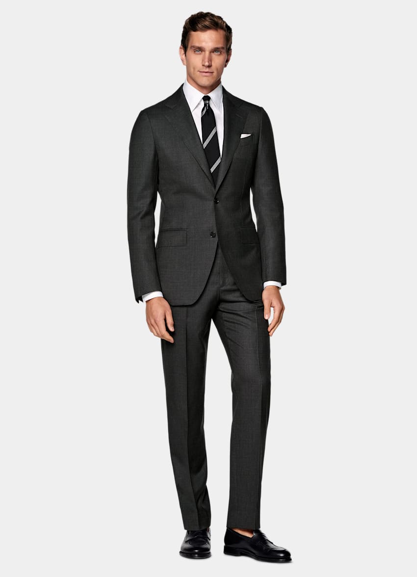 SUITSUPPLY All season Pure laine S150 par E.Thomas, Italie Costume Milano coupe Tailored gris fonc&eacute;