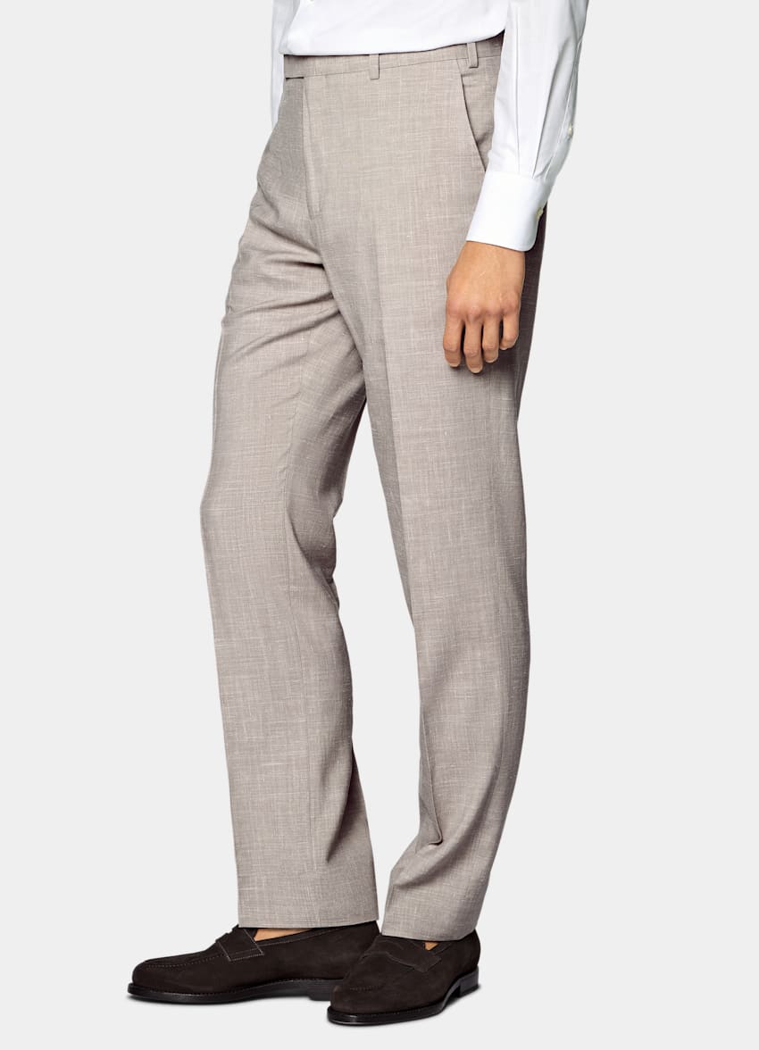 SUITSUPPLY Summer Wool Silk Linen by Rogna, Italy Light Taupe Tailored Fit Havana Suit