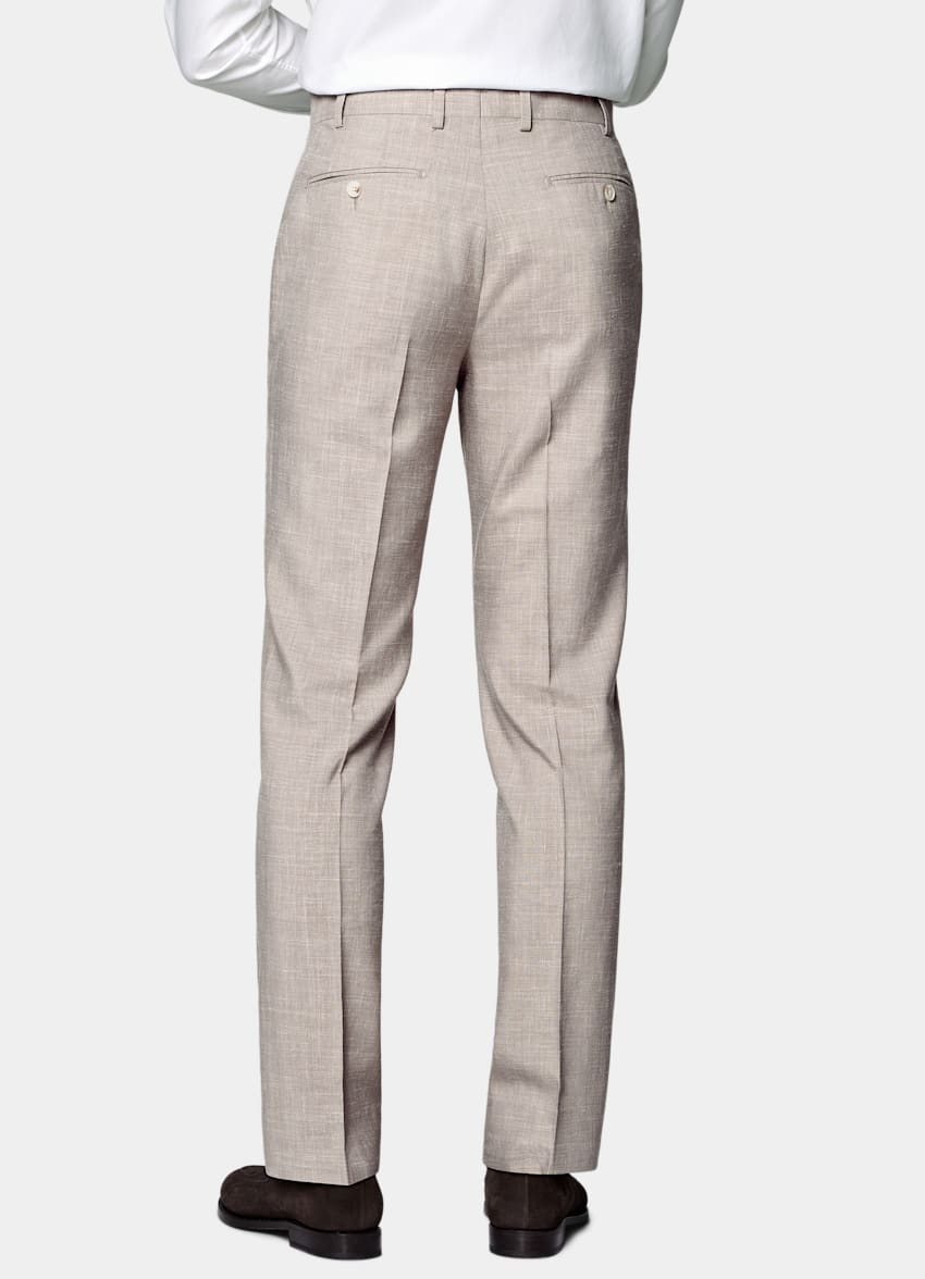 SUITSUPPLY Summer Wool Silk Linen by Rogna, Italy Light Taupe Tailored Fit Havana Suit