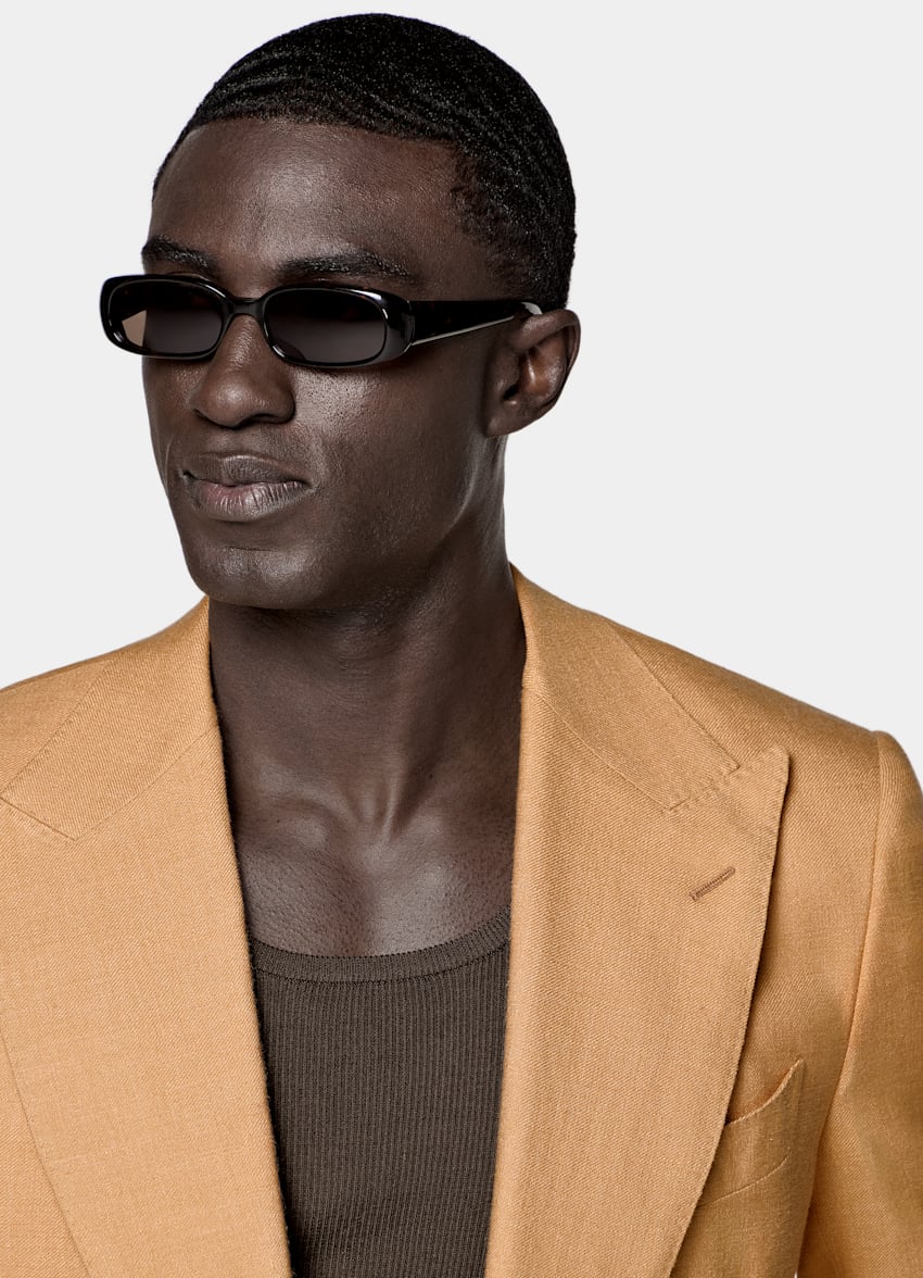 SUITSUPPLY Summer Wool Silk Linen par E.Thomas, Italie Orange Tailored Fit Milano Suit