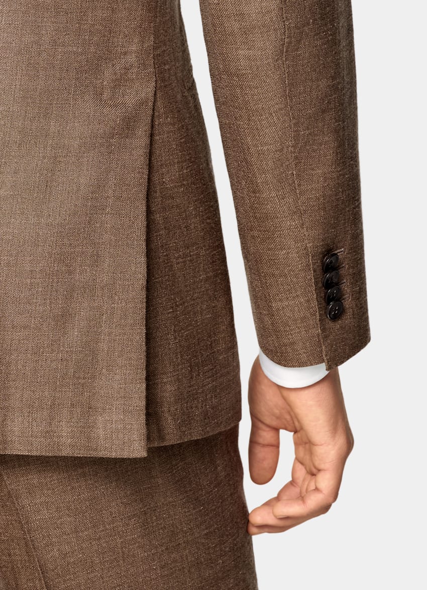 SUITSUPPLY Summer Wool Silk Linen by E.Thomas, Italy Mid Brown Tailored Fit Havana Suit