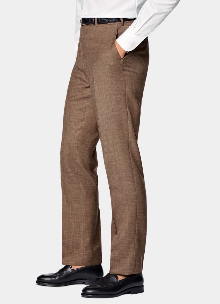 SUITSUPPLY Summer Wool Silk Linen by E.Thomas, Italy Mid Brown Tailored Fit Havana Suit