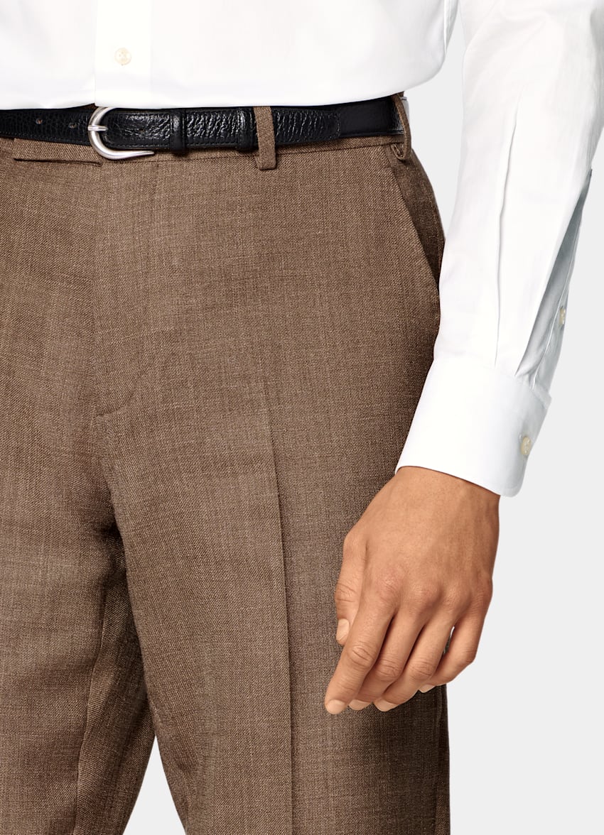 SUITSUPPLY Summer Wool Silk Linen by E.Thomas, Italy Mid Brown Tailored Fit Havana Suit