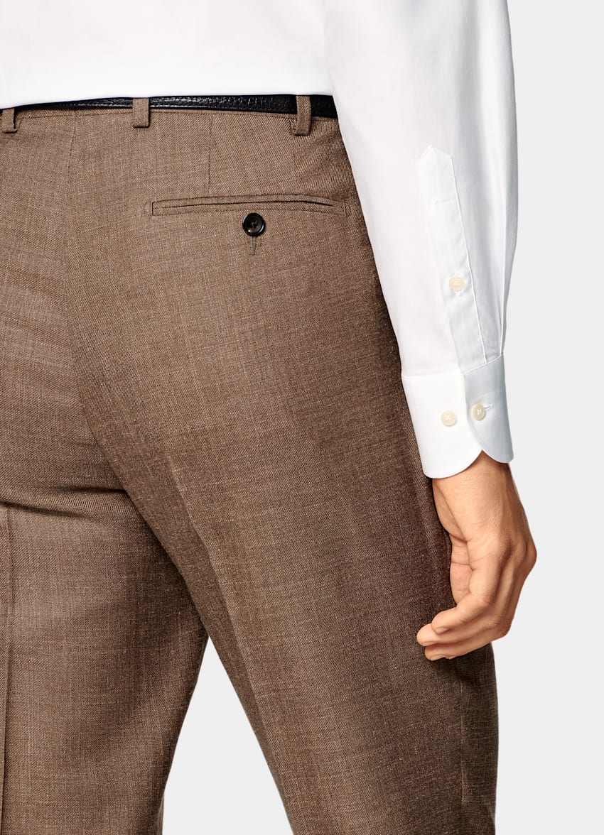 SUITSUPPLY Summer Wool Silk Linen by E.Thomas, Italy Mid Brown Tailored Fit Havana Suit