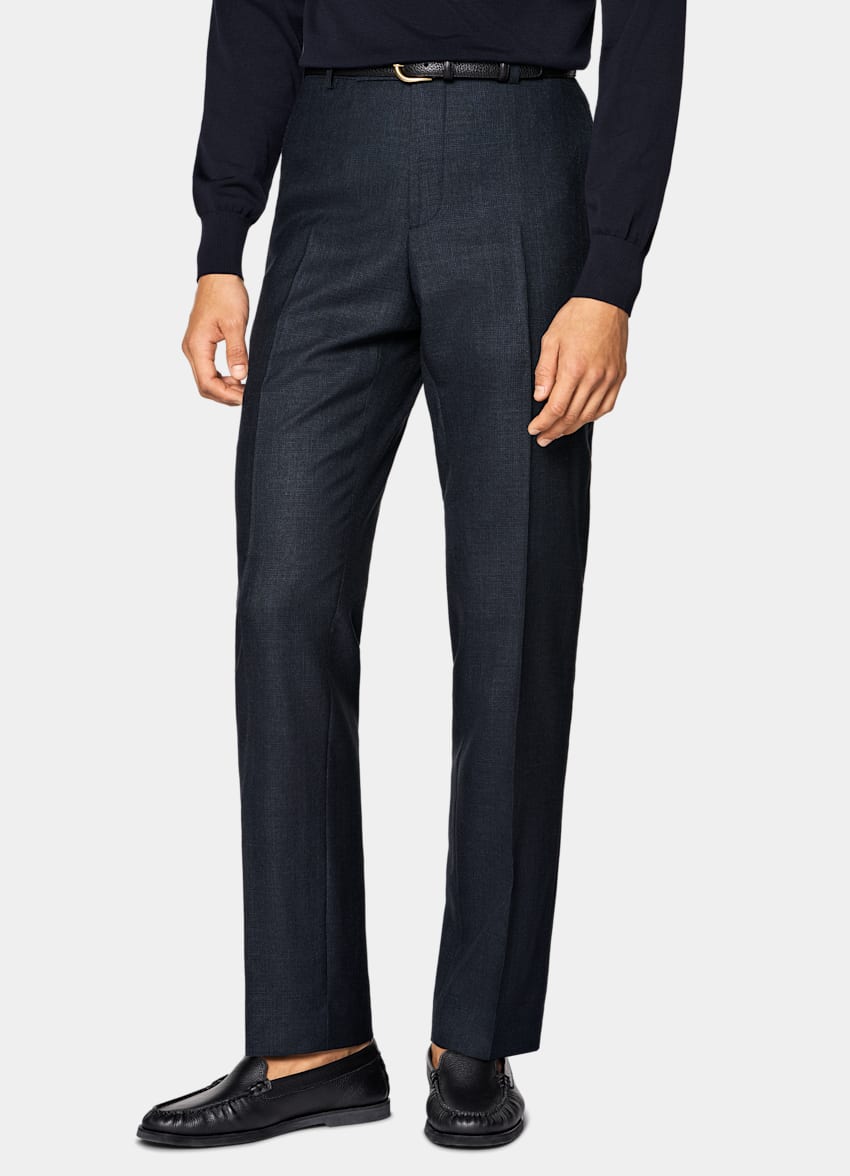 SUITSUPPLY Summer Wool Silk Linen by E.Thomas, Italy Navy Checked Tailored Fit Havana Suit