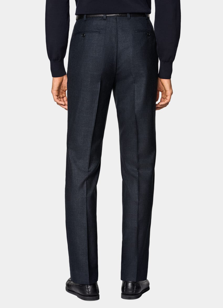 SUITSUPPLY Summer Wool Silk Linen by E.Thomas, Italy Navy Checked Tailored Fit Havana Suit