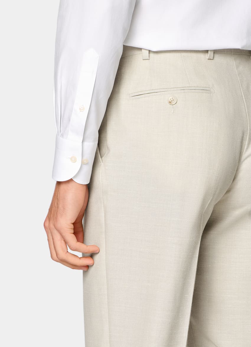 SUITSUPPLY Sommer Schurwolle Seide Leinen von E.Thomas, Italien Havana Anzug hellbraun Tailored Fit