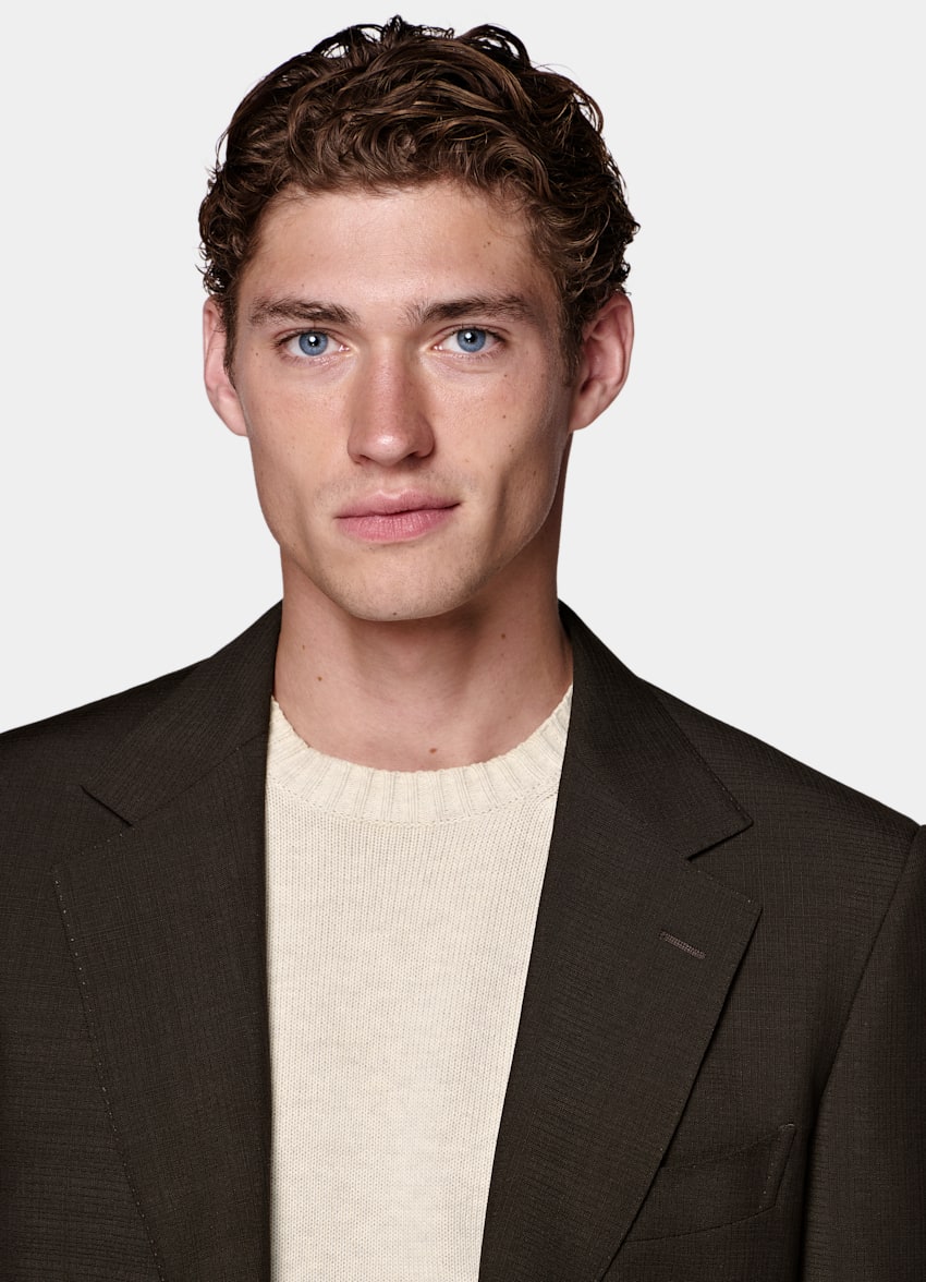 SUITSUPPLY All Season Wool Mohair by Vitale Barberis Canonico, Italy Dark Brown Tailored Fit Milano Suit