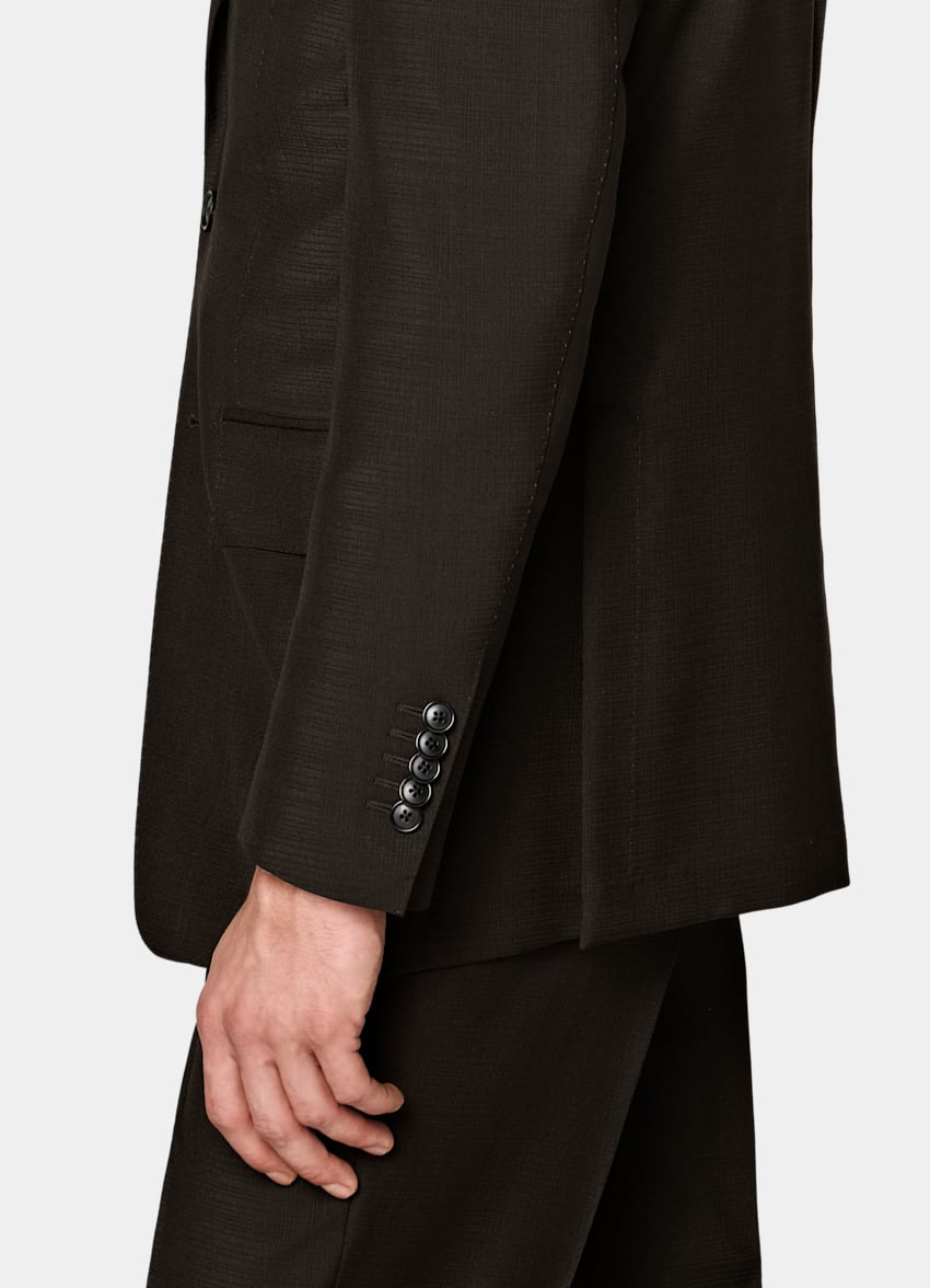 SUITSUPPLY All Season Wool Mohair by Vitale Barberis Canonico, Italy Dark Brown Tailored Fit Milano Suit