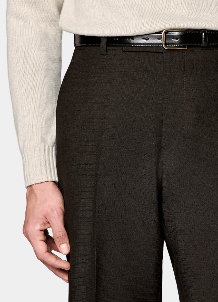 SUITSUPPLY All Season Wool Mohair by Vitale Barberis Canonico, Italy Dark Brown Tailored Fit Milano Suit