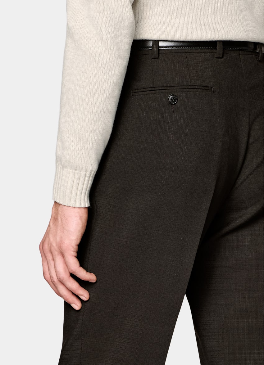 SUITSUPPLY All Season Wool Mohair by Vitale Barberis Canonico, Italy Dark Brown Tailored Fit Milano Suit