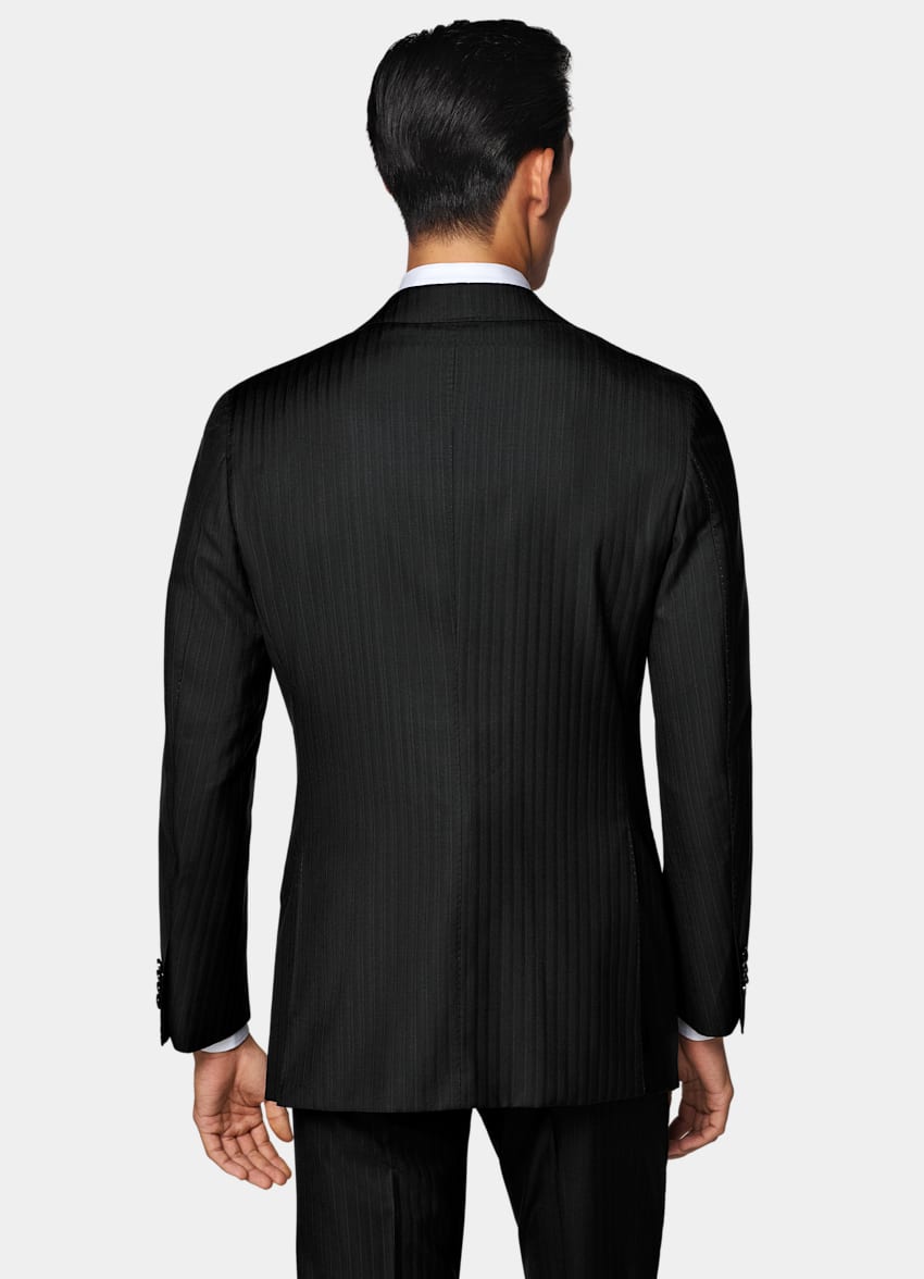 SUITSUPPLY All Season Pura lana S130s de Reda, Italia Traje Havana negro a rayas corte Tailored Fit