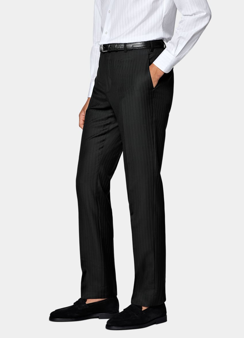 SUITSUPPLY All Season Pura lana S130s de Reda, Italia Traje Havana negro a rayas corte Tailored Fit