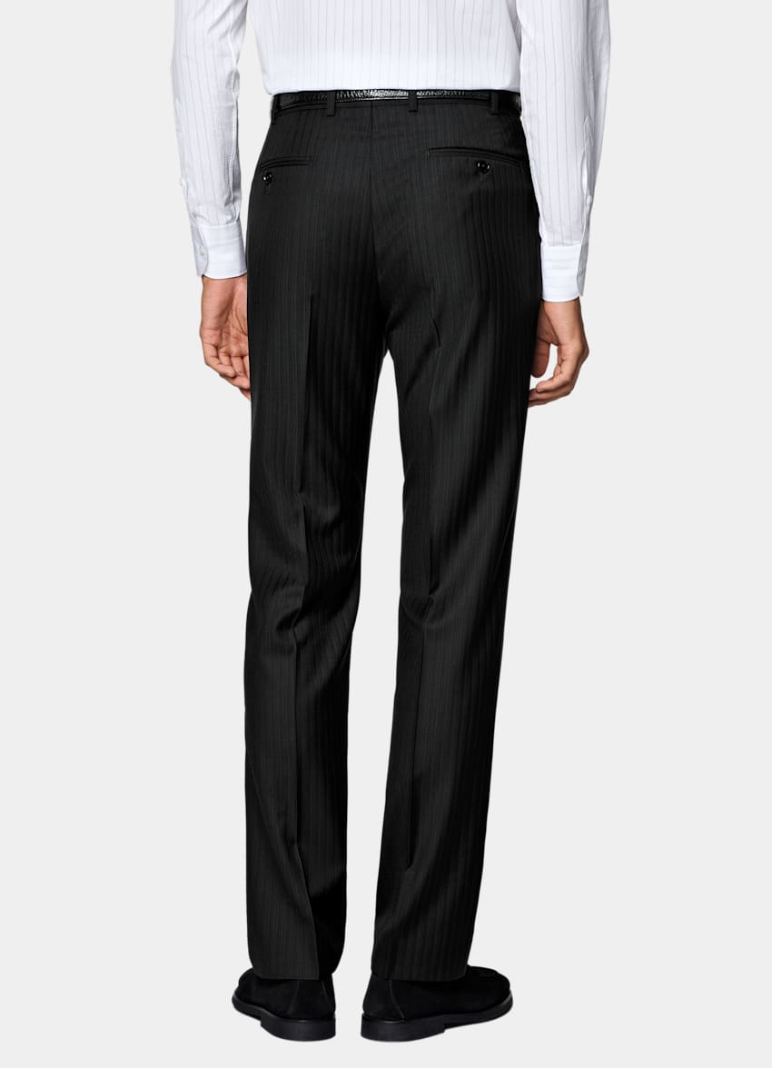 SUITSUPPLY All Season Pura lana S130s de Reda, Italia Traje Havana negro a rayas corte Tailored Fit